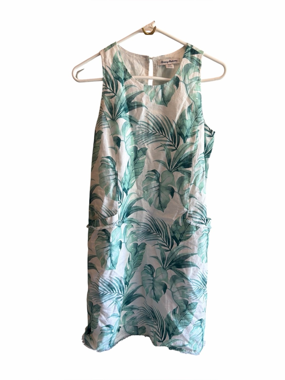 Tommy Bahama Island Breeze Ruffle Sleeve linen dress, size Small raw Hem - Picture 2 of 7